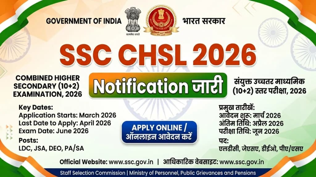SSC CHSL 2026 Notification Apply Online Eligibility Last Date
