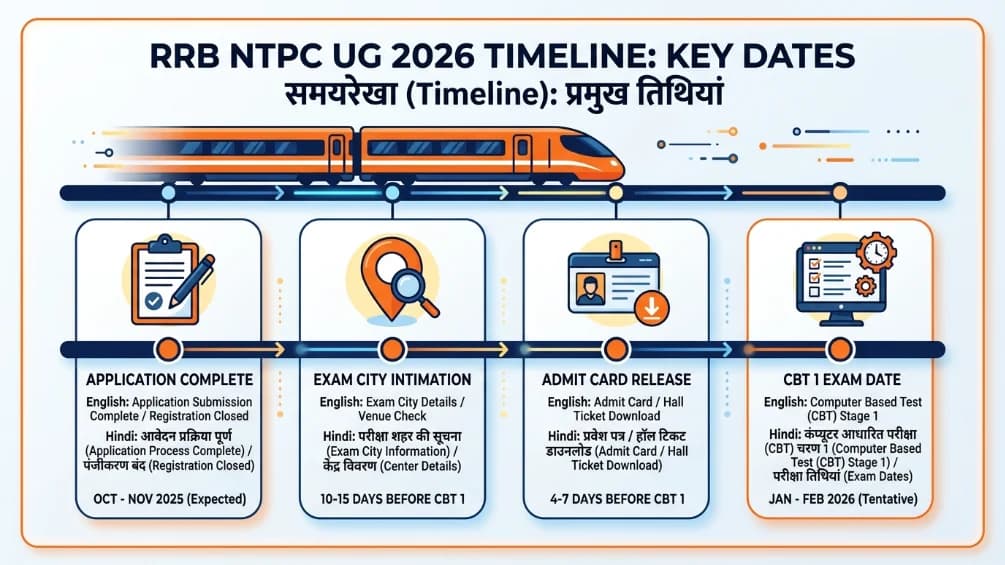 RRB NTPC UG 2026 Admit Card Exam City Timeline Important Dates