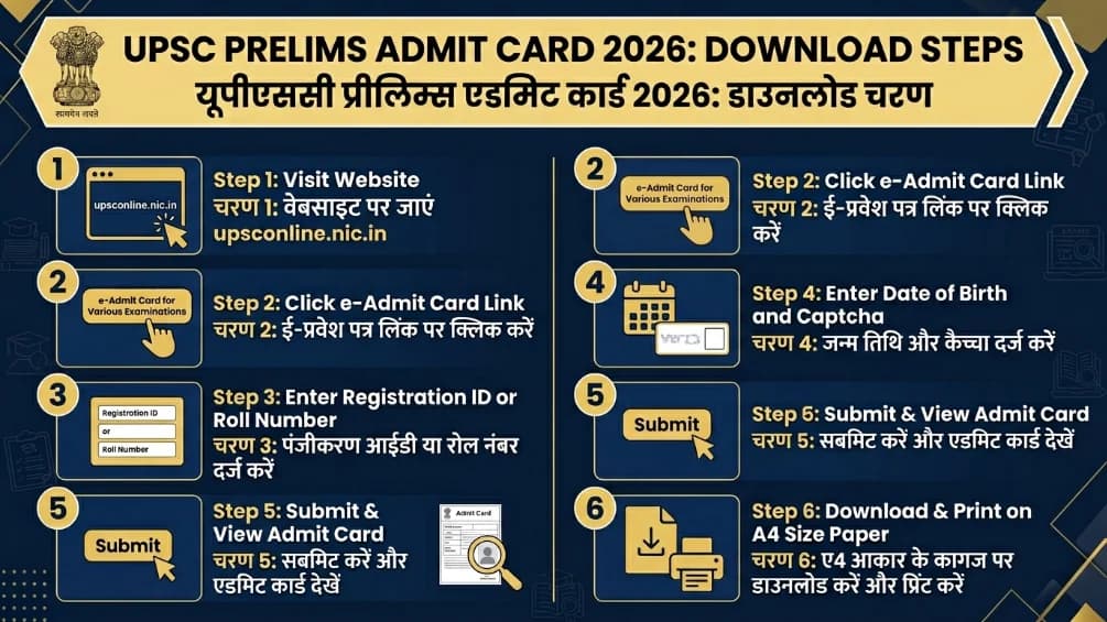 UPSC Prelims Admit Card 2026 Download Step by Step Process