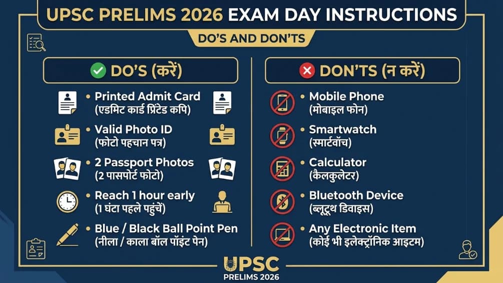  UPSC Prelims 2026 Exam Day Instructions Dos and Donts