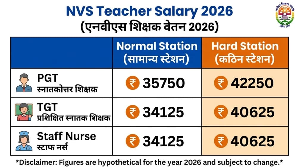 NVS Teacher Salary 2026 PGT TGT Normal Hard Station Comparison