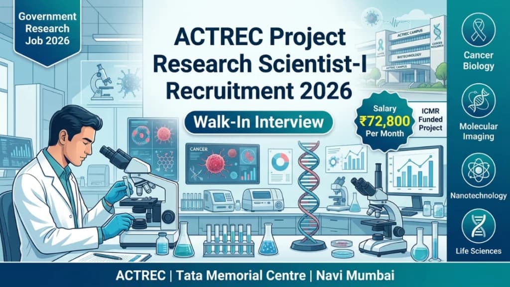 ACTREC Project Research Scientist-I Recruitment 2026 – Walk-in Interview at Kharghar Navi Mumbai
