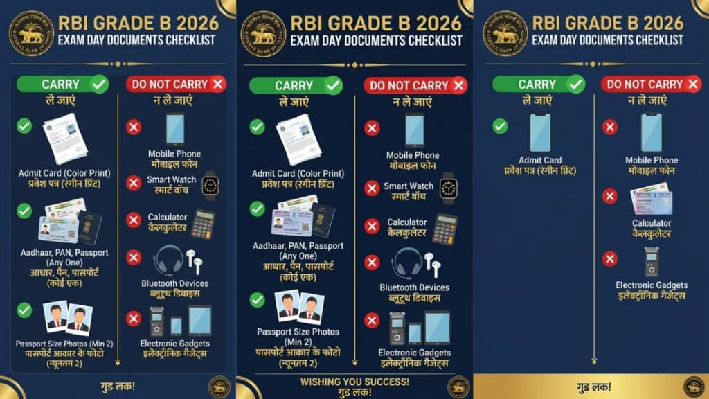 RBI Grade B 2026 Exam Day Documents Checklist Carry and Do Not Carry