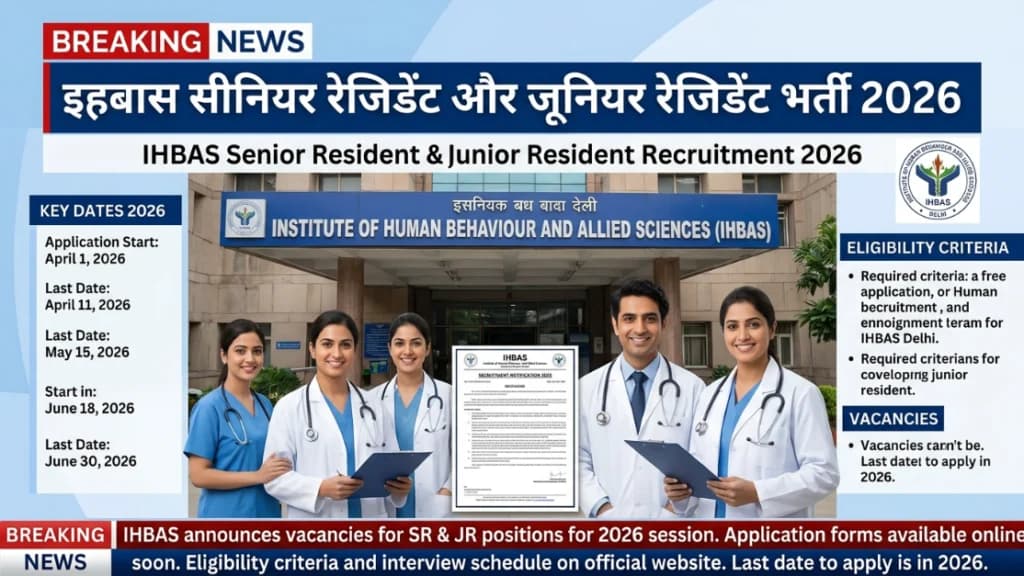 IHBAS Senior Resident & Junior Resident Walk-In Recruitment 2026