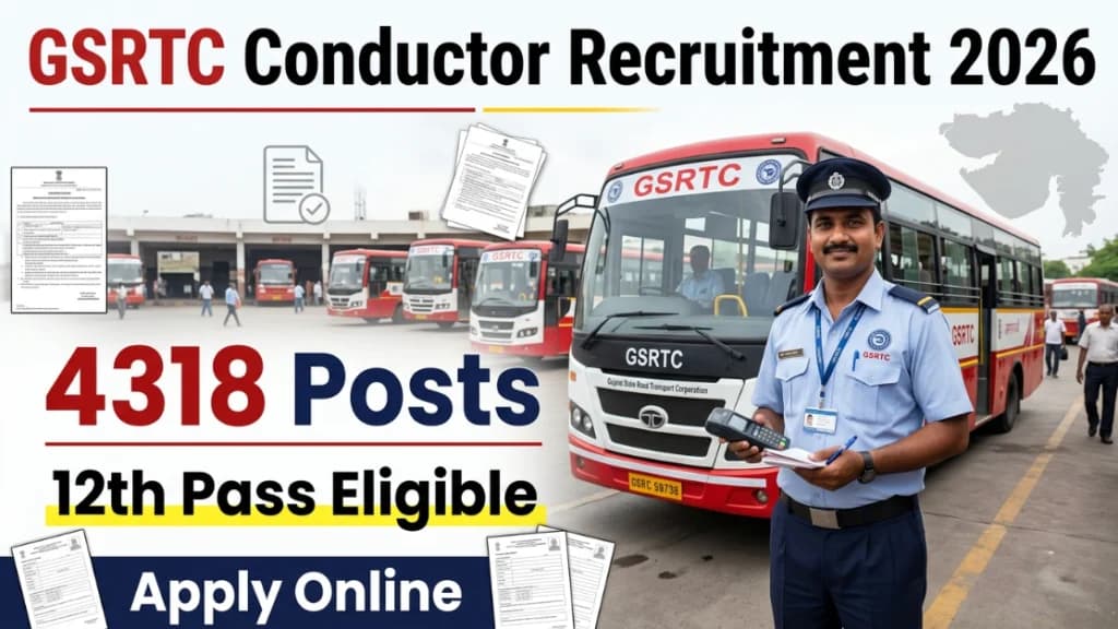 GSRTC Conductor Recruitment 2026 notification for 4318 conductor posts in Gujarat