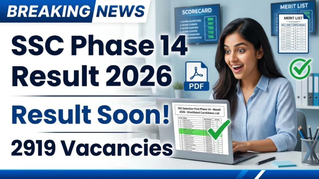 SSC Selection Post Phase 14 Result 2026 latest update merit list cut off and result date
