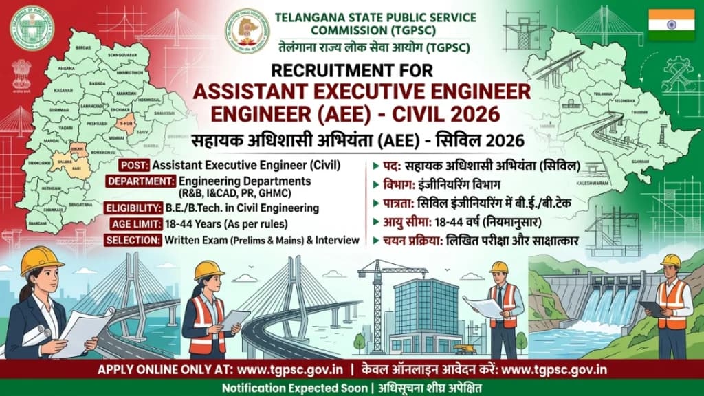 Telangana AEE Civil Recruitment 2026 TGPSC 222 Posts Apply Online