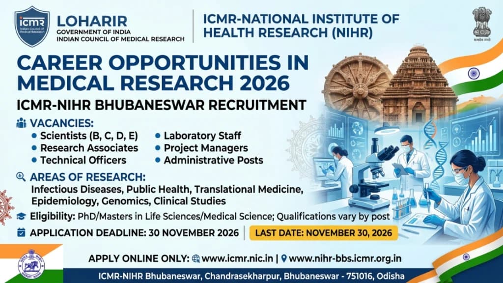 ICMR NIHR Bhubaneswar Recruitment 2026 Walk-in Interview 12 Posts