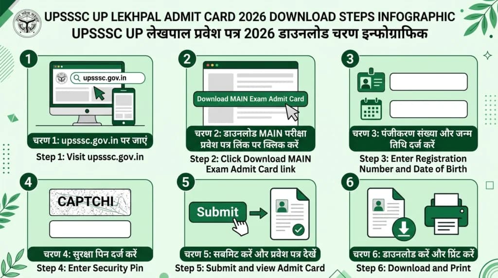 UP Lekhpal Admit Card 2026 Download Step by Step Process upsssc.gov.in