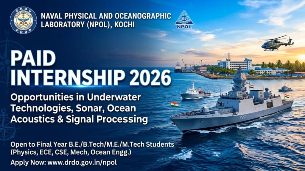 DRDO NPOL Recruitment 2026 – Paid Internship के लिए आवेदन करें | ₹30,000 Stipend